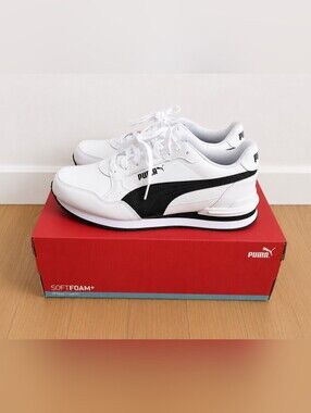 PUMA White & Black Classic Runner Sneakers